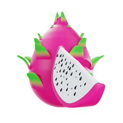 3d slice of dragon fruit illustration