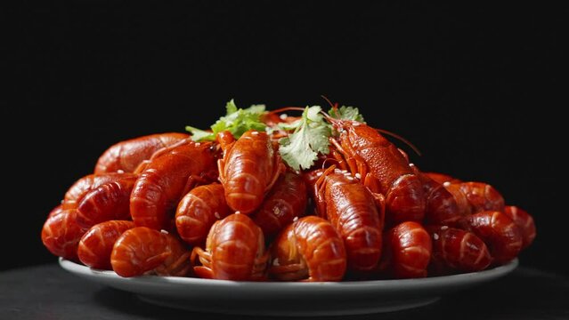 boiled Asian Food Spicy crawfish crayfish .