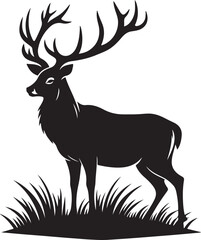 Vector wild Buck flat silhouette vector image illustration isolated  on white background