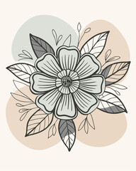 Monoline hand drawn flower for your decoration wall art or studio