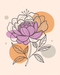 Monoline hand drawn flower for your decoration wall art or studio