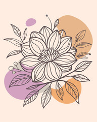 Monoline hand drawn flower for your decoration wall art or studio