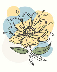Monoline hand drawn flower for your decoration wall art or studio
