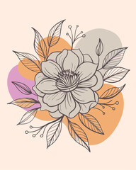 Monoline hand drawn flower for your decoration wall art or studio
