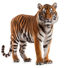 Obraz premium Majestic Adult Bengal Tiger Isolated on White Background