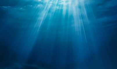 光が差した深海の背景　海中の背景イラスト