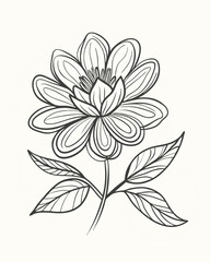 Monoline hand drawn flower for your decoration wall art or studio