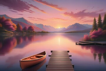 sunset on the lake