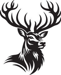 Vector wild Buck flat silhouette vector image illustration isolated  on white background