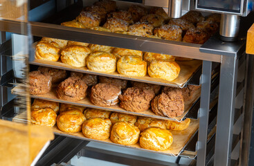 Scones - traditional British baked good, popular in the United Kingdom and Ireland, tea buns make with yeast with different toppings