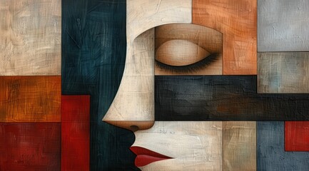 abstract cubist portrait painting