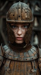 Obraz premium Mysterious warrior in ornate helmet