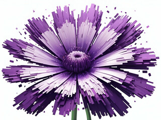 Obraz premium abstract pixel purple flower disintegration on white background