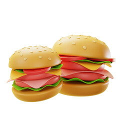 3d double hamburger illustration