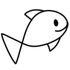 Hand drawn fish outline for colouring book, tattoo, animal print, aquarium, logo, icon, sticker, cute patches, art, kid activity, family trip, vacation, travel, zoo, pet lover, decoration, ocean