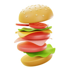 3d stack hamburger illustration
