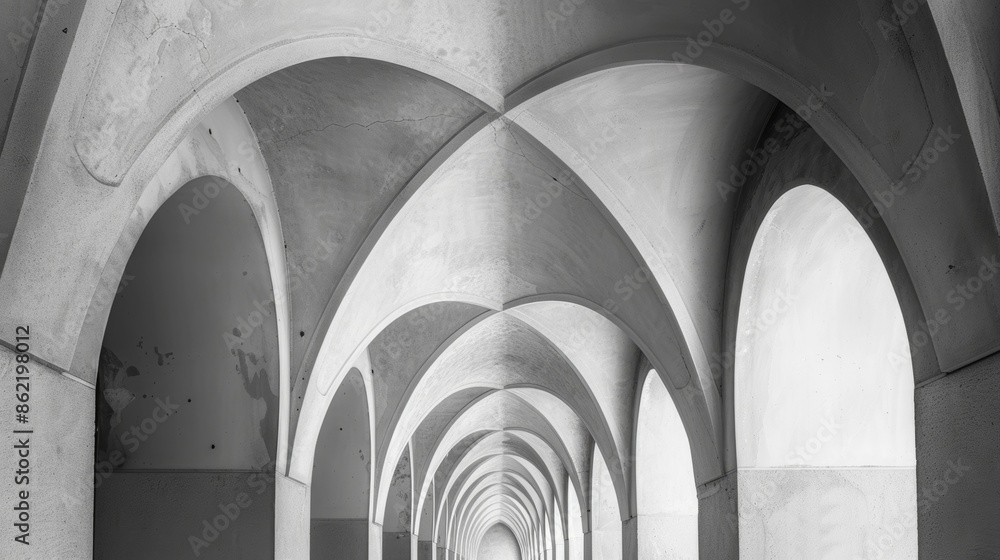 Aufkleber a series of symmetrical arches and curved lines adding depth and dimension to a monochromatic struct