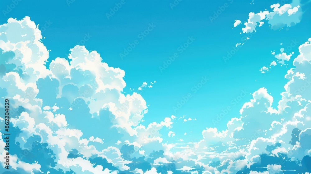 Poster blue sky with white clouds for messages and background