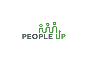 people wordmark logo design template combined with rising statistics. There are several color concepts. statistics development logo vector with arrow combined with human icon.