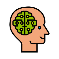 Cyborg Head Color Icon 