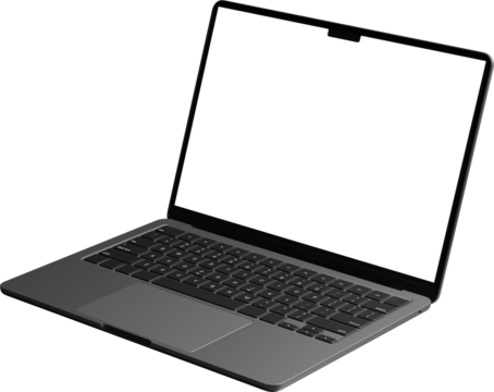 Isolated Laptop with Empty Screen