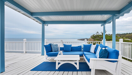 Fototapeta premium deck, sea, beach, chair, ocean, table, sky, summer, vacation, water, view, pool, balcony, resort, luxury, terrace, restaurant, furniture, relax, deck, tropical, hotel, sand, sun