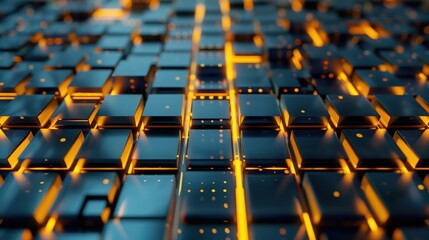 Obraz premium Abstract Futuristic Blue and Gold Circuitry Background for Technology Concepts