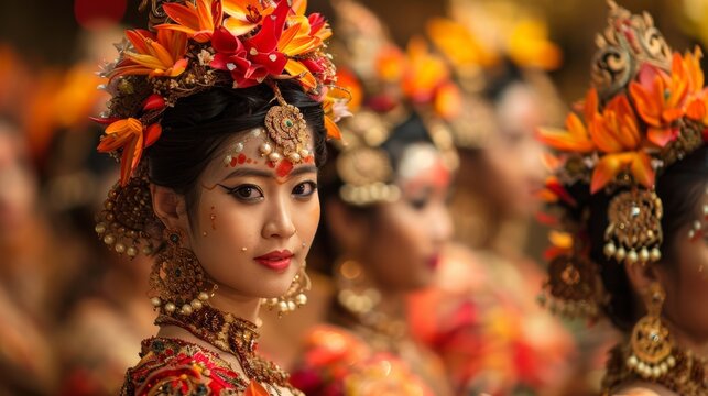 Pendet Dance Performance with Flowers 