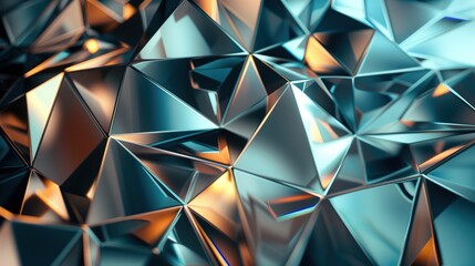 Abstract Geometric Crystal Background with Blue and Orange Tones