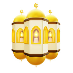 Gold ramadan lantern lamp 3d