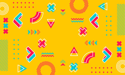 Modern abstract background with memphis elements in yellow and retro themed posters  banners and website landing pages.