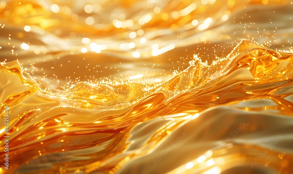 Sticker fluid and glowing gold waves, perfect for a dynamic and eye-catching background