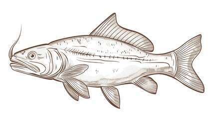 outline vector illustration of catfish AI generated