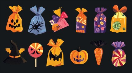 Set of Halloween candy bag AI generated