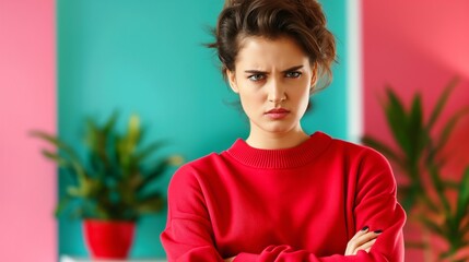 A person standing with arms crossed, eyes glaring and brows furrowed, clearly expressing anger.
