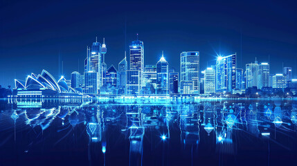 Digital city skyline of Sydney