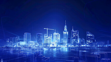 Digital city skyline of Warsaw