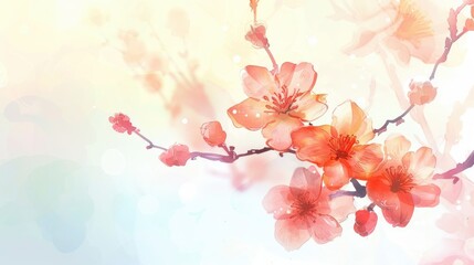 Fototapeta premium Water color spring flower for you design. AI generated