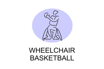 Wheelchair Basketball sport vector line icon. sport pictogram, vector illustration.