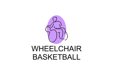 Wheelchair Basketball sport vector line icon. sport pictogram, vector illustration.