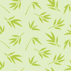 Green bamboo leaves seamless pattern
