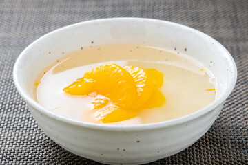 手作り寒天フルーツゼリー(みかん)。
