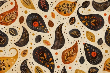 Colorful autumn leaf pattern design intricate details, perfect backgrounds, textile prints, seasonal themes.