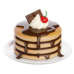 Chocolate Pancakes Dessert 3D Icon