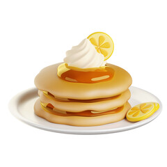 Lemon Curd Pancakes Dessert 3D Icon