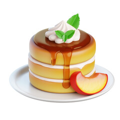 Peach Pancakes Dessert 3D Icon