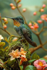 Swallow-tailed Hummingbird in a tropical savanna setting, native to Brazil