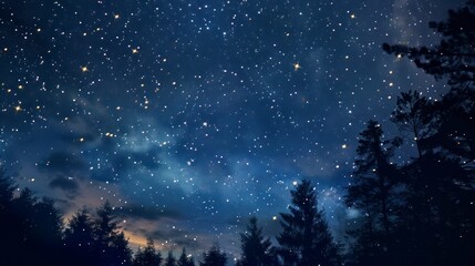 Naklejka premium Twinkling stars light up the serene night sky