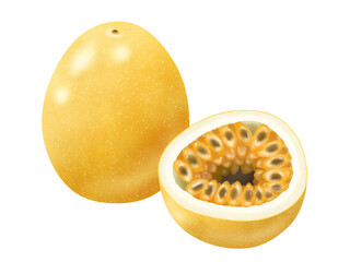 パッションフルーツ一個と半分　黄色種