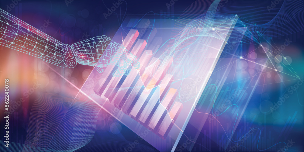 Poster abstract infographic on the topic of analysis in the development of financial indicators